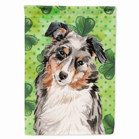 Australian Shepherd St. Patrick's Shamrock House Flag