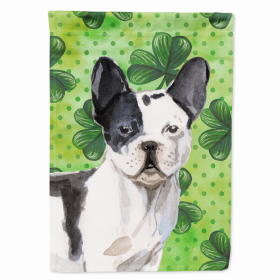 French Bulldog - Black and White - St. Patrick's Shamrock House Flag