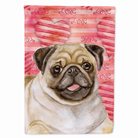 Pug 3 Love Themed House Flag