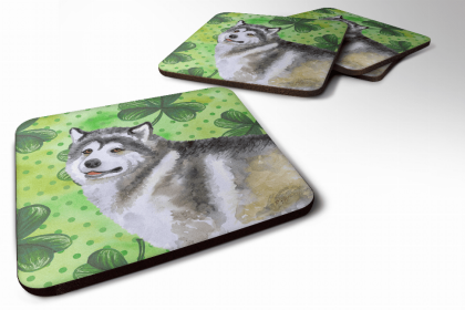 Alaskan Malamute St Patrick's Design Foam Coaster