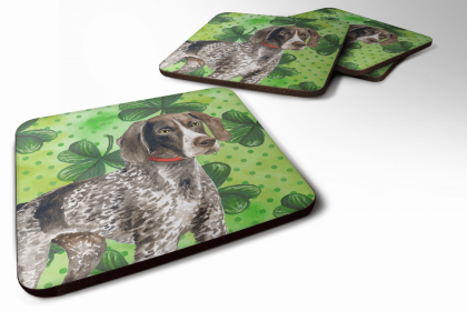 German Shorthaired Pointer St Patrick's Design Foam Coaster