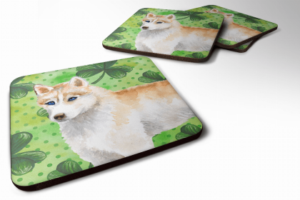 Siberian Husky St Patrick's Design Foam Coaster