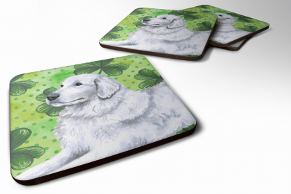 Maremma Sheepdog St Patrick's Design Foam Coaster