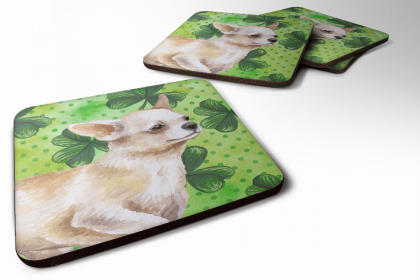 Chihuahua Leg up St Patrick's Design Foam Coaster