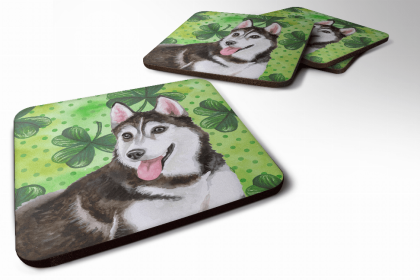 Siberian Husky #2 St Patrick's Design Foam Coaster