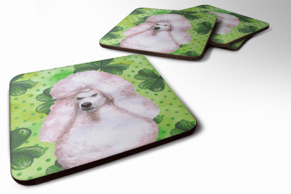 Poodle - Standard - White - St Patrick's Design Foam Coaster