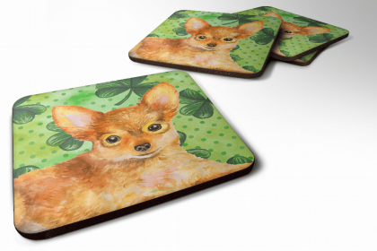 Russian Toy Terrier St Patrick's Design Foam Coaster