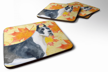 Great Dane Fall Leaves Art Foam Coaster