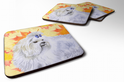 Maltese Fall Leaves Art Foam Coaster