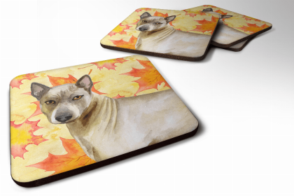 Saint Bernard Fall Leaves Art Foam Coaster