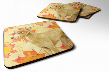 Italian Greyhound Fall Leaves Art Foam Coaster
