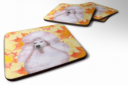 Poodle - Standard - Fall Leaves Art Foam Coaster