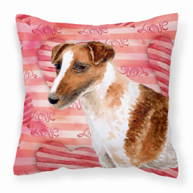 Smooth Fox Terrier 1 Love Stripes Fabric Decorative Pillow