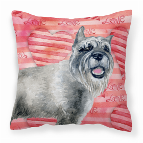 Schnauzer 1 Love Stripes Fabric Decorative Pillow