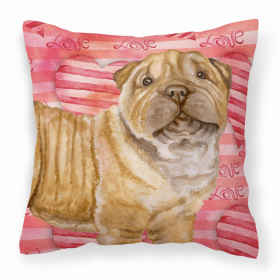 Shar Pei - Puppy - Love Stripes Fabric Decorative Pillow