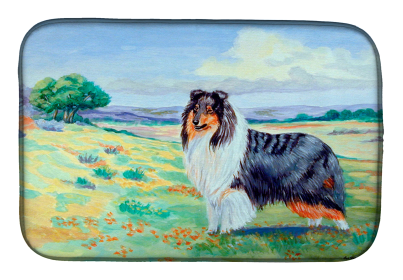 Collie Art Dish Drying Mat