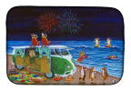 Corgi - Beach Party Volkswagen Bus Fireworks Art Dish Drying Mat