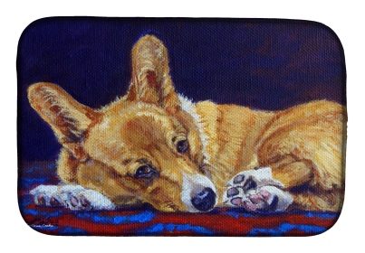 Corgi 5 Art Dish Drying Mat