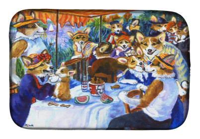 Corgi 6 Art Dish Drying Mat