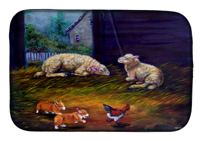 Corgi 8 Art Dish Drying Mat