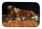 Corgi - Snuggles the pony Art Dish Drying Mat