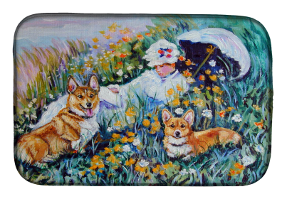 Corgi 9 Art Dish Drying Mat