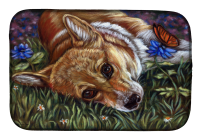 Corgi 16 Art Dish Drying Mat