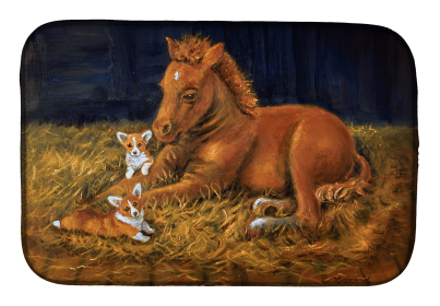 Corgi 26 Art Dish Drying Mat