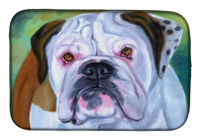 English Bulldog 2 Art Dish Drying Mat