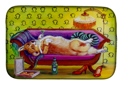 Corgi 13 Art Dish Drying Mat