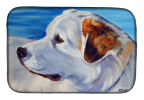 Great Pyrenees - at the Beach Art Dish Drying Mat