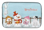 Boxer - White - Copper - Merry Christmas Carolers Dog Dish Drying Mat