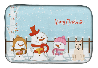 Bull Terrier - White - Merry Christmas Carolers Dog Dish Drying Mat