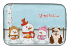 Bulldog - Brindle and White - Merry Christmas Carolers Dog Dish Drying Mat
