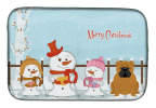 Bulldog - Red - Merry Christmas Carolers Dog Dish Drying Mat