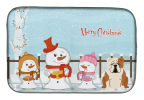 Bulldog - Fawn and White - Merry Christmas Carolers Dog Dish Drying Mat