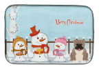 Bulldog - Grey Brindle - Merry Christmas Carolers Dog Dish Drying Mat