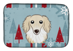Dachshund - Longhair - Creme Winter Holiday Dish Drying Mat