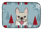 French Bulldog - Fawn Winter Holiday Dish Drying Mat