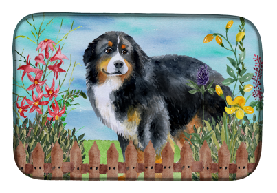 Bernese Mountain Dog Spring Dish Drying Mat