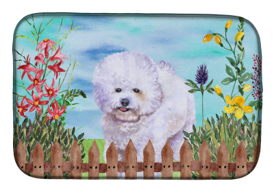 Bichon Frise Spring Dish Drying Mat