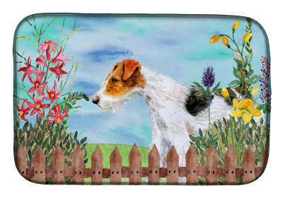 Wire Fox Terrier Spring Dish Drying Mat