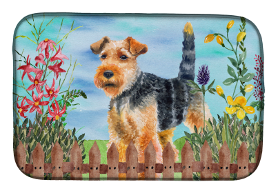 Welsh Terrier Spring Dish Drying Mat