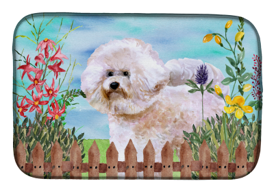 Bichon Frise #2 Spring Dish Drying Mat
