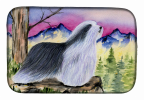 Bearded Collie Art Dish Drying Mat