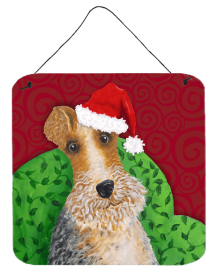 Wire Fox Terrier Christmas Wall or Door Hanging Prints