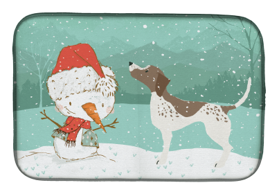 German Shorthaired Pointer and Snowman Dish Drying Mat
