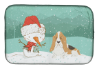 Basset Hound 1 and Snowman Dish Drying Mat