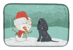 Cocker Spaniel - Black - and Snowman Dish Drying Mat