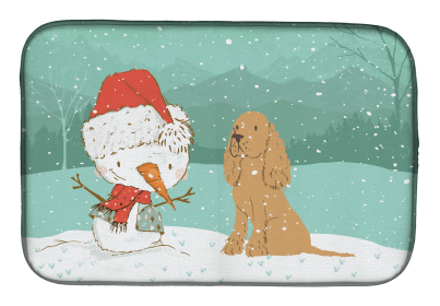 English Springer Spaniel - Tan and Snowman Dish Drying Mat